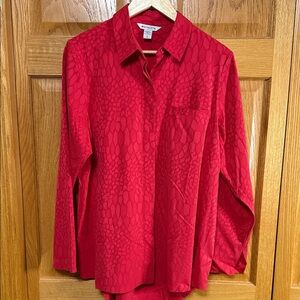 Athleta Red Textured Button Down Shirt